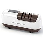 Messerschärfer elektrisch, elektrischer messerschleifer für Raue und Feine, Ergonomisch electric knife sharpener profi, für Messer mit gerader Klinge, gezackte Messer & Scheren - weiß