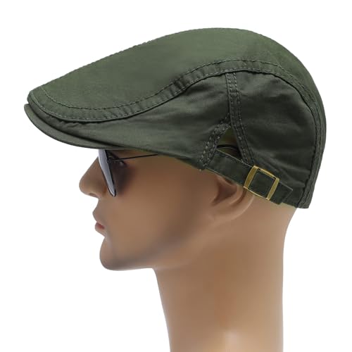 Image of ZLYC Men Cotton Flat Cap Summer Scally Ivy Gatsby Newsboy Beret Driver Cabbie Hunting Hat