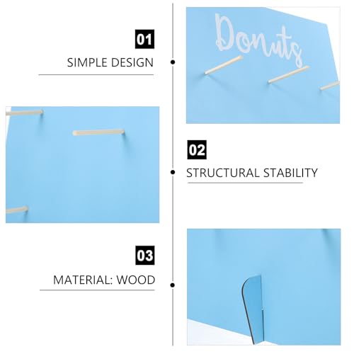 Soporte de donas azul de madera para decoración de shower infantil y mesas 3