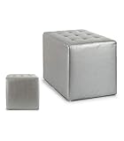 Producto de más alta calidad Gift Decor Puff de Cuero, Plata, 45 x 45 x 45 cm