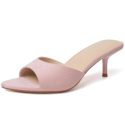Image of Mostrin Kitten Heels for Women Pointed Toe Vintage Mules Heels Sexy Slip on Stiletto Backless Sandals for Party Wedding Daily
