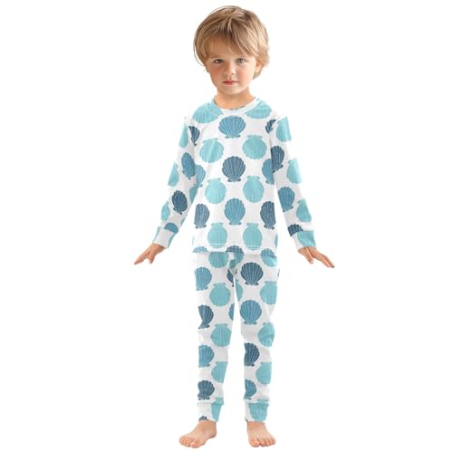 ODAWA Toddler Boy Girl Blue Seashells Footless 2 Piece Set Fall Clothes Size 63