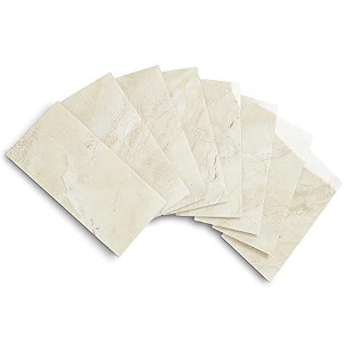 100 Piece Polished Marble Look Subway Tile Peel and Stick Backsplash, 3  x 6  Waterproof Stick on Wall Tiles for Bathroom and Kitchen (Beige, Resin Composite)