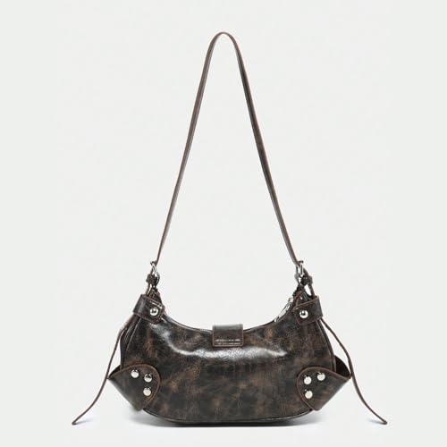 Image of Women's Y2K Purse Shoulder Bag Top Handle Handbag Small Punk Hobo Clutch Purses Bags Trendy Trendy Leather Buckle Punk Purses