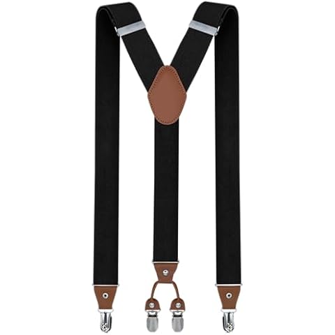 trilece Suspenders for Men - Men's 1 1/4 inch Solid Straight Clip Adjustable Y Back Suspenders (Black) Cover