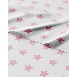 Kids Twin Size Bed Sheet Set - 3 Piece Kids Loft Bed Sheets - Pink Star Sparkle Themed Bedding - Soft, Cute - Breathable and Machine Washable - Cute Easy-Care Bed Set for Boys, Girls, Teens