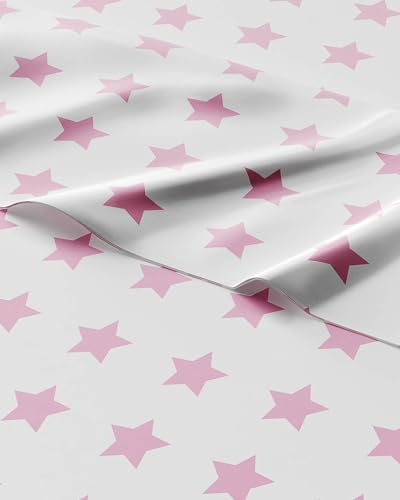 Image of Kids Twin Size Pink Stars Bed Sheets - 3 Piece Kids Pink Stars Sheet Set | Pink Stars Themed Bedding, Ultra-Soft, Cute & Cozy, Breathable & Machine Washable, Bed Set for Boys, Girls & Teens & Cooling