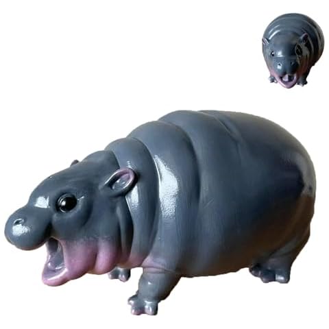 Yunjuhop Moo Deng Hippo,Moo Deng Ornament,Pygmy Hippo Statue,Cute Baby Hippo Statue,Portable Hippo Statue for Coffee Table Office Car Bedroom Bookshelf Cover