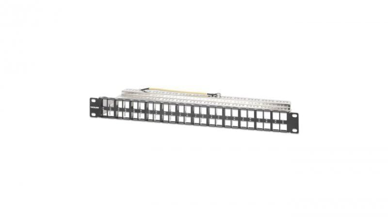 Patch panel 48 ports blindé unitaire 1U Intellinet noir pour rack