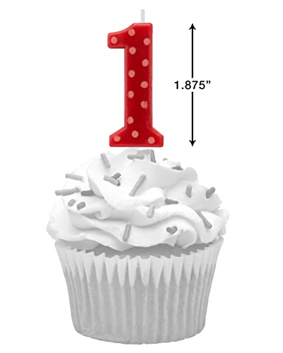 Image of Papyrus Number Birthday Candles Pack, Red Polka Dots (10-Count)