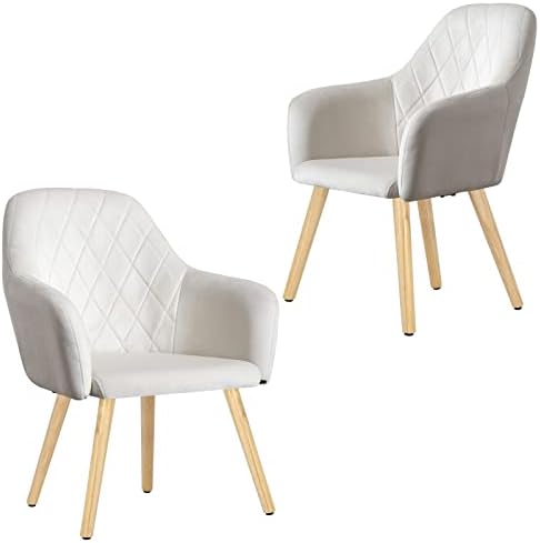 Wolmics Velvet Dining Chairs Set of 2 Leisure Modern Living Room Chairs with Wooden Legs, Kitchen Chair Modern Upholstered Accent Chairs Armchairs Desk Chair Side Chair for Bedroom Office, 300lbs