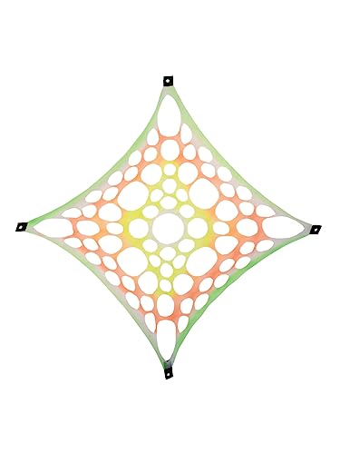 PSYWORK Schwarzlicht Segel Tüll Spandex | Psy Suzy Square Multicolor | 1,2 x 1,2m | UV-aktiv | fluoreszierend | Wandtuch Wandbehang Stoff Neon Deko Party Tuch Tapestry Poster Psy Goa