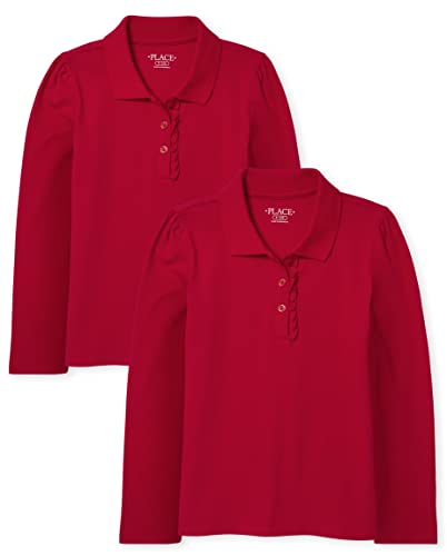 Image of The Children's Place Girls Multipack Long Sleeve Ruffle Pique Polos