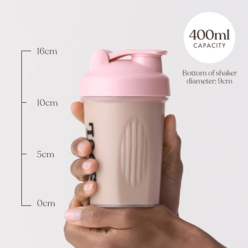 Free Soul Protein Shaker Bottle 400ml with Mixball - Pink - BPA Free - Mini Water Bottle for Protein Shakes - Small & Easy to Grip & Temperature Safe
