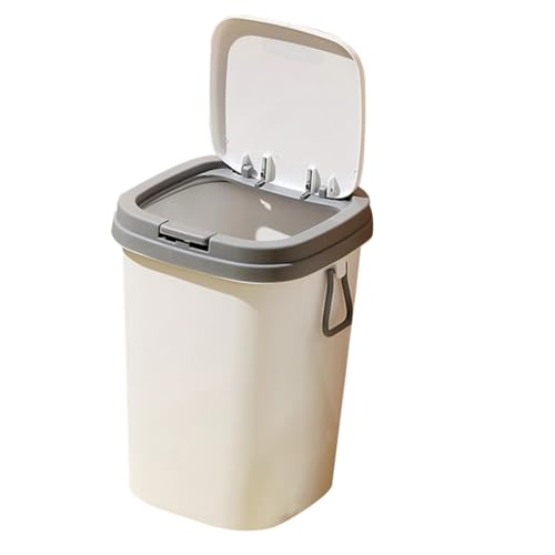 DEARMAMY Cubo de Basura Pequeño de Plástico Gris con Tapa Tipo Prensa de 8L para Cocina Baño y Habitación Contenedor Portátil para Basura Doméstica y Reciclaje