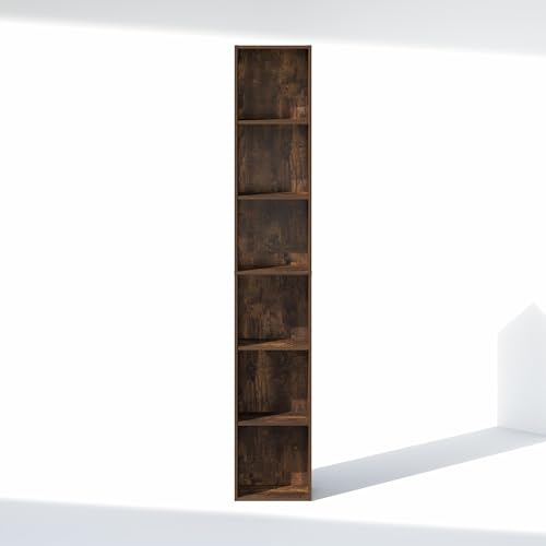 Image of Furinno Cubicle 6-Tier Closet Organizers and Storage, Closet Organizer, Open Shelf Closet Storage, 21.1 inch W, for Wardrobe, Bedroom, Living Room, Amber Pine