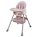 KUANDARYJ Wysokie krzesło dla niemowląt, wysokie krzesło dla niemowląt ze zdejmowaną regulowaną tacą, oparcie, kosz do przechowywania, wysokie krzesło z regulacją wysokości dla niemowląt, różowe