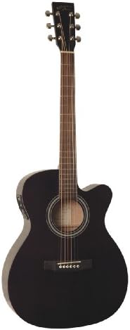 Recording King ROM-06-CFE4 OM Style Acoustic/Electric Guitar, BLACK-With three free AAA Musical Picks