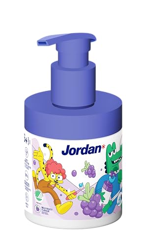 Jordan* | Dentifricio in pompa per bambini | Dentifricio su dispenser a pompa equivalente a 3 tubi regolari | Soluzione innovativa e conveniente | 6-12 anni | 1450 ppm | Uva | 150 ml