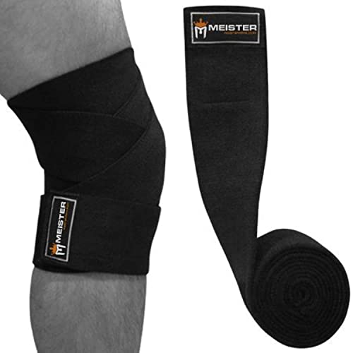 Meister Power Lifting Knee Wraps Squats Support - Black #TOP4