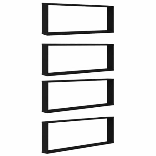 Étagères murales cube 4 pcs chêne noir 100x15x30 cm bois