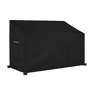Dokon 2 Sitzer Gartenbank Abdeckung mit Belüftungsöffnungen, Wasserdicht, Winddicht, UV-Beständiges, Schwerlast Reißfest 600D Oxford Gewebe Schutzhülle für Gartenbank (134x66x63/89cm) – Schwarz