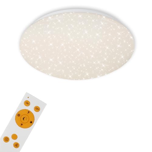 Briloner - Plafoniera LED Dimmerabile, stelle, Luce calda neutra fredda, telecomando, LED integrati 1300Lm 15W, 28 cm, Lampada da soffitto per camera, plastica IP20, da bianco freddo a bianco caldo