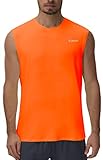 Cakulo Mens Sleeveless Muscle Workout Shirts Quick Dry Gym Athletic Running Tank Tops Swim T Shirt Neon Orange L
