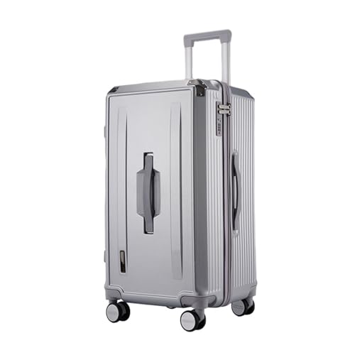 盗難防止機能付き大容量防水スーツケース - 静音多段階プルロッドと360度回転機能付き耐衝撃トラベルバッグ、出張に最適(A5Argent)
