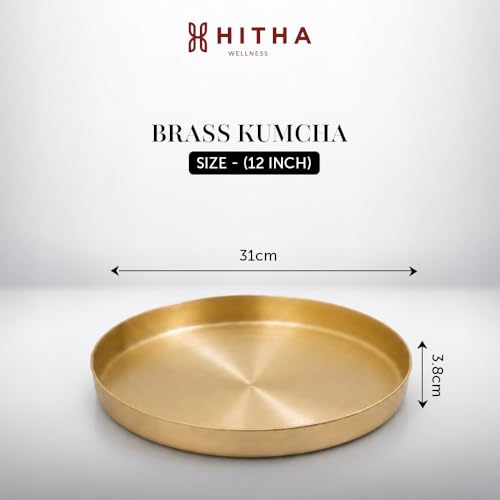 Image of Brass Kumcha Plate (12 inch) | Pure Brass Dining Thali | Traditional Elegant Serving Plate | Lightweight, Durable & Easy to Maintain | Premium Brass Plate for Daily Use & Gifting