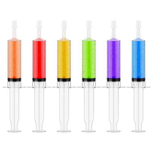 50 PACK 1.5 oz Halloween Jelly Syringes Shot Medium Containers with Lids Perfect for Plastic Shot Glasses or Jelly Cups Great for Halloween Thanksgiving Christmas Party