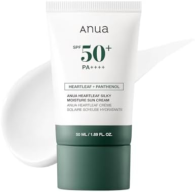 ANUA Heartleaf Silky Moisture Sun Cream SPF 50 PA++++, Korean Sun...