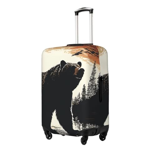 Bear silhouette Luggage Cover for Suitcase TSA Approved Elastic Suitcase Cover Anti-Scratch Travel Luggage Protector Cover Washable Trolley Case Cover Fit 18-32 Inch Luggage X-Large2