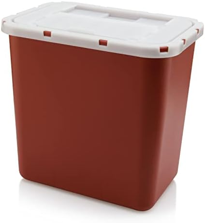 Professional Sharps Container 2 Gallon | Large Puncture Resistant Biohazard Medical Waste Disposal Box for Safe Needle and Syringe Collection | Approved for Home and Professional use Plus Bio Disposal Guide (1 Pack)