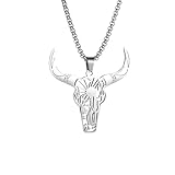 Genérico Collares para hombres, colgante de acero inoxidable con cabeza de toro de animales en Tauro para hombres, joyería hip hop personalizada que no se desvanece