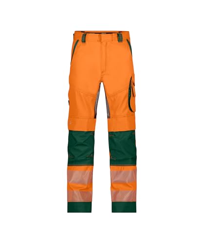 DASSY® Odessa Sommer Warnschutzhose mit Kniepolstertaschen - Größe 52 - NEONORANGE/FLASCHENGRÜN