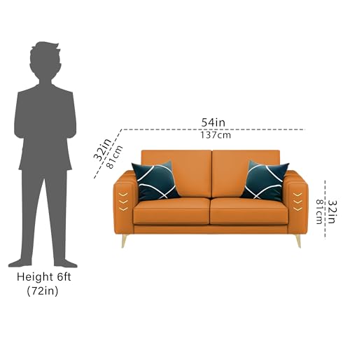 Image of Casaliving Falco 2 Seater Sofa Set for Living Room (Orange Fabric) Premium Fabric Sofa