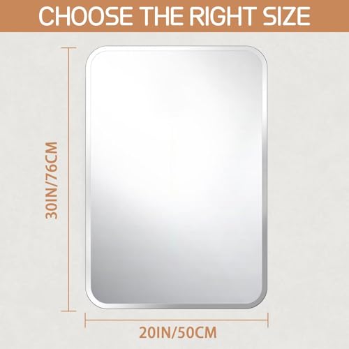 TRAVEVA Frameless Mirror for Bathroom Vanity,with Polished Edge,Hangs Horizontally Or Vertically,Entryways,Room,Shatterproof (Y-20x30in) by TRAVEVA - Image 6