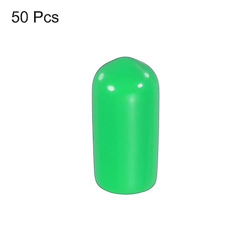Image of MECCANIXITY 50pcs 1 /4 inch(6mm) Rubber End Caps Cover PVC Vinyl Screw Thread Protector Round Wire Shelf Caps for Screw Bolt Pipe Fence Post, Green