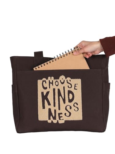 Image of TSANTA U Shaped Canvas Tote Bag, 35.56x33.02 cm with 10.8 cm Gusset, Cotton, Zipper Closure, Laptop Compartment