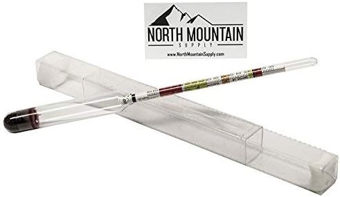 North Mountain Supply - NMSTS-H Glass Triple Scale Hydrometer - Specific Gravity 0.760-1.150 - Potential ABV 0-16% - Sugar Per Liter 0-341 Clear
