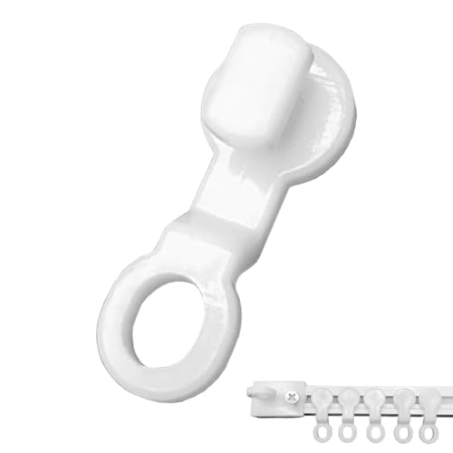 50PCS White Plastic Caravan Curtain Glider Hooks - Curtain Hooks for Smooth Gliding, Durable Plastic Curtains Hook