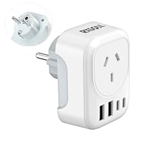 RXSQUL AU to EU Travel Adapter, Australia to European Travel Plug Adaptor, Europe Ground Outlet with Type E/F Plug and 4xUSB for AUS to Bali Germany Spain France Greece Netherlands Turkey