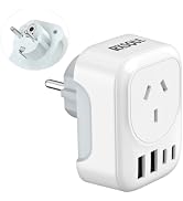 RXSQUL AU to EU Travel Adapter, European Type E/F Travel Plug Adapter | Grounded Power Outlet wit...