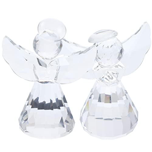 ORFOFE 2piezas Adornos de Cristal Ángel Decoración Navideña Hogar Figura de Cristal Transparente Angelitos Pequeños Cristales