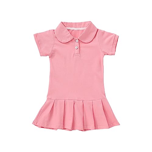 Girls' P𝗶que P𝐨lo Dress School 𝗨niform Ruffle Short Sleeve P𝐨lo Dress Little Girls Summer Beach Dresses