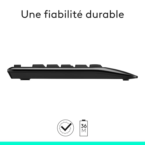 Logitech MK345 Combo Clavier Taille Standard Sans Fil avec Repose Poignet et Souris Droitier Confortable, Récepteur USB Sans Fil 2,4GHz, Compatible avec PC, Ordinateur Portable