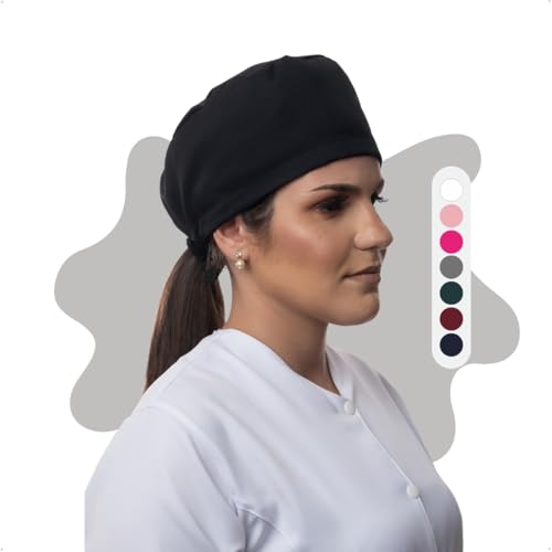 Touca Profissional Gorro Feminino e Masculino Tecido Não Descartável - Cores Lisas (1, PRETO)