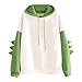 Womens Sweaters Fashion Hoodies Cute Dinosaur Long Sleeve Tops Casual Sweatshirts Splice Comfy Fall Pullover Winter Clothes,Green,Large