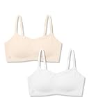 SALIA GIRL Soft Seamless Training Bras for Girls 10-12, Adjustable Cami Bras with Fixed Padding Cloudcozy Teen Sport Bras White/Beige